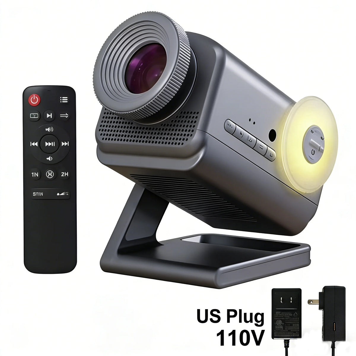 Holographic Star Projector: 60 Dynamic Scenes, 3D HD Floating, Home Cinema Effect, Kids Bedroom Light HIP Silver Gray-US plug China Mainland EU
