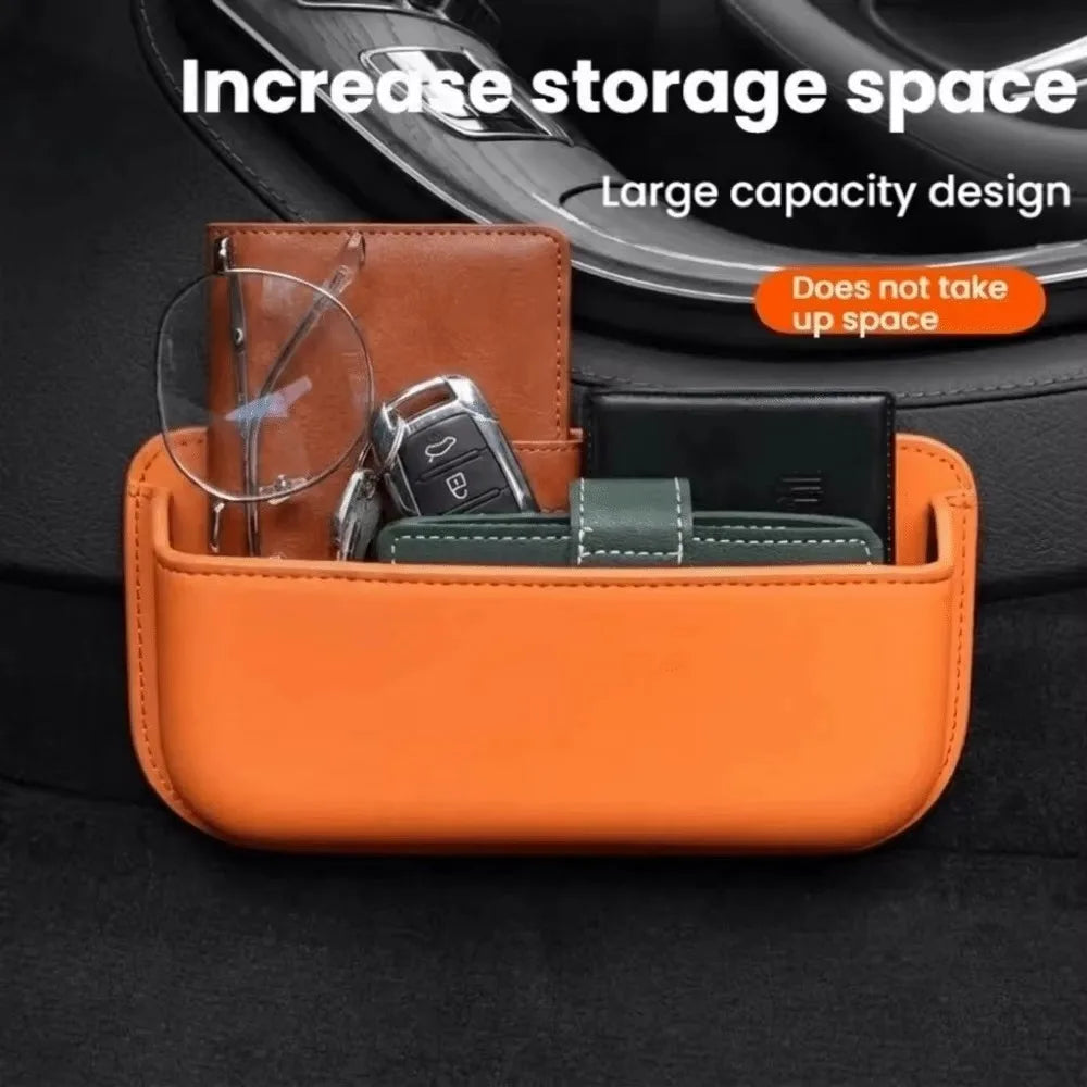 PU Leather Car Seat Storage Pocket – Self-Adhesive Organizer Car Interior Organizer HIP