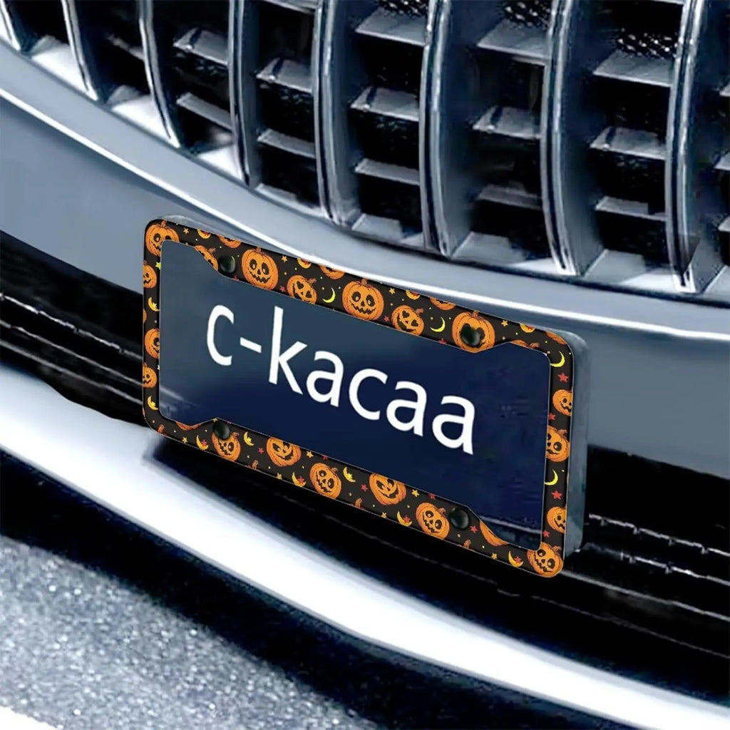 Halloween Pumpkin Moon Star Aluminum License Plate Frame Set License Plate Frame HIP
