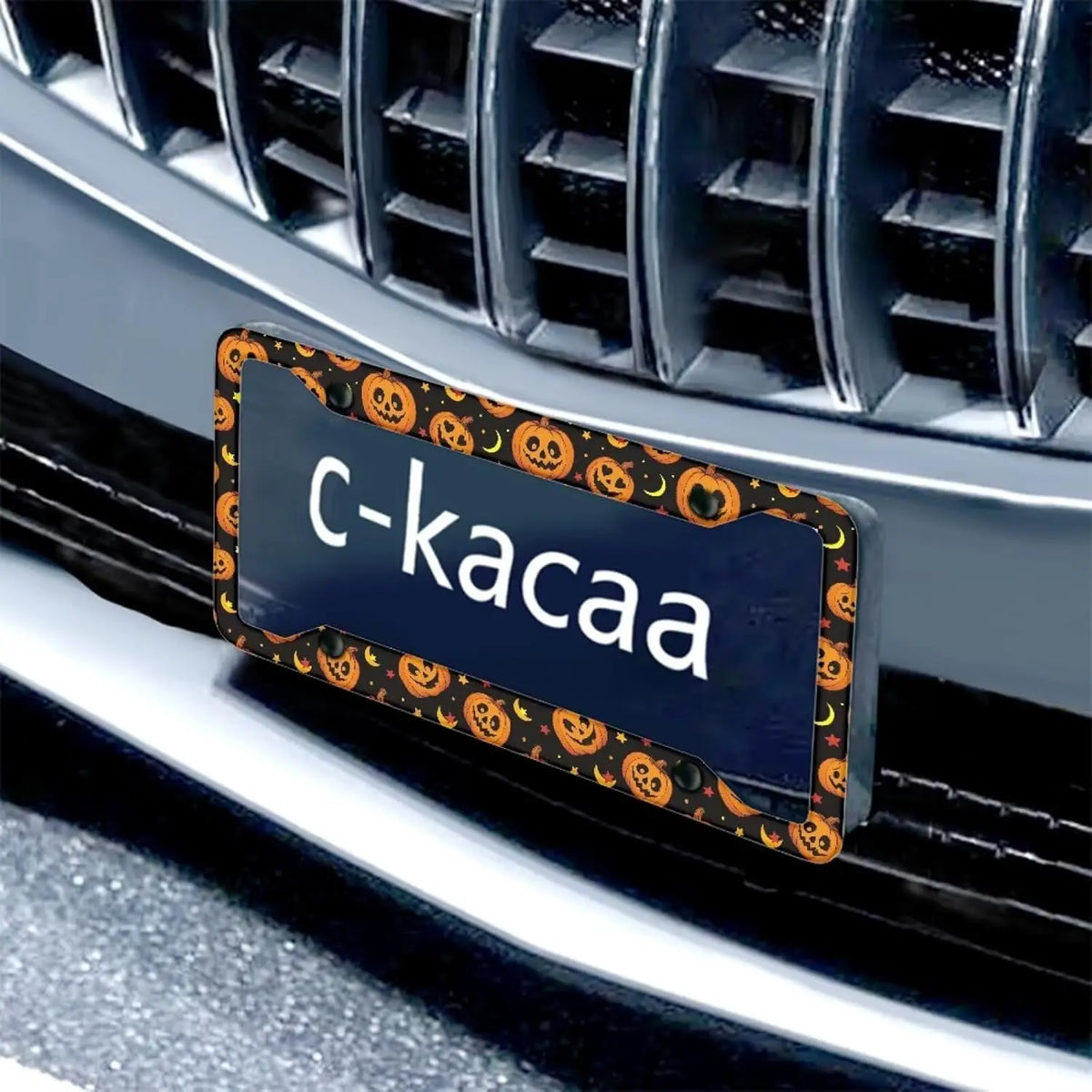 Halloween Pumpkin Moon Star Aluminum License Plate Frame Set License Plate Frame HIP