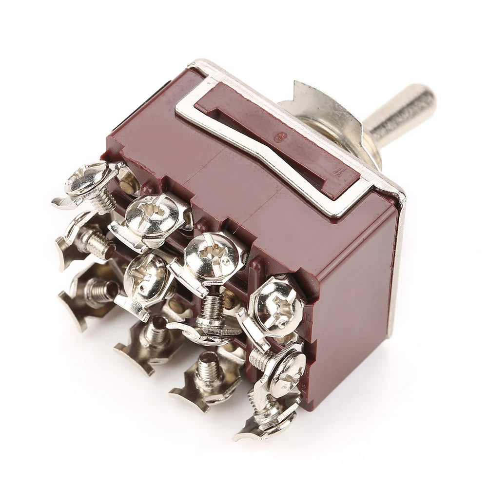 ON/OFF/ON 3 Position Toggle Switch 4PDT 12 Pin 12mm 15A/250VAC 10A/380VAC 4PDT 3 Position Toggle Switch HIP