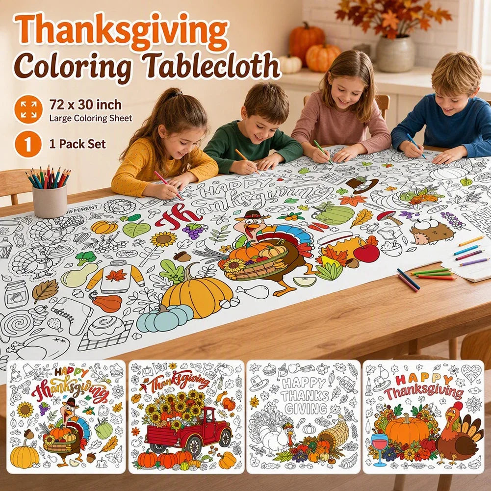 Giant Doodle Drawing Table Cover 76x183cm DIY Coloring Tablecloth Sports Halloween Thanksgiving Theme HIP