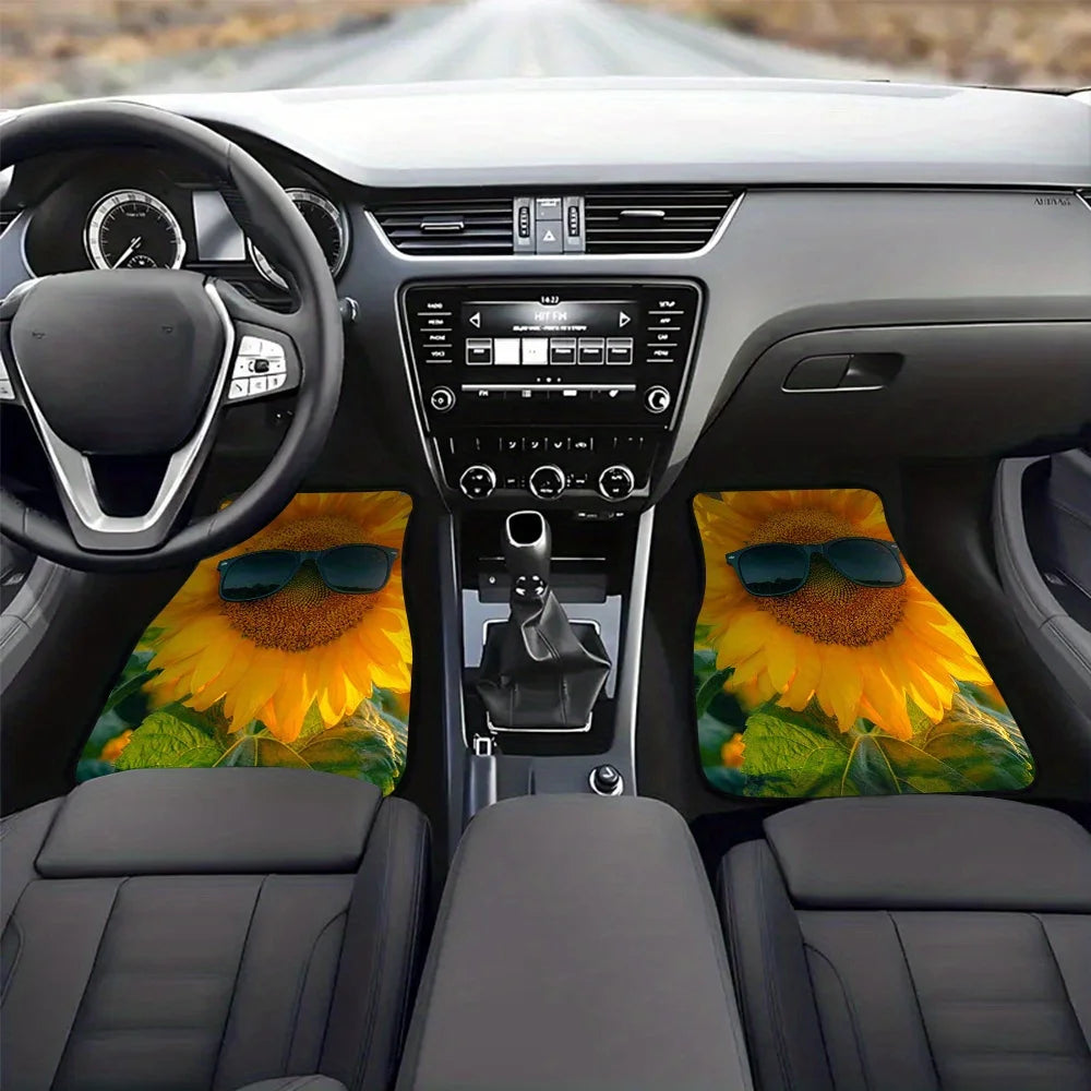Set of 4 Sunflower Glasses Car Floor Mats for SUVs & Crossovers Car Floor Mats HIP