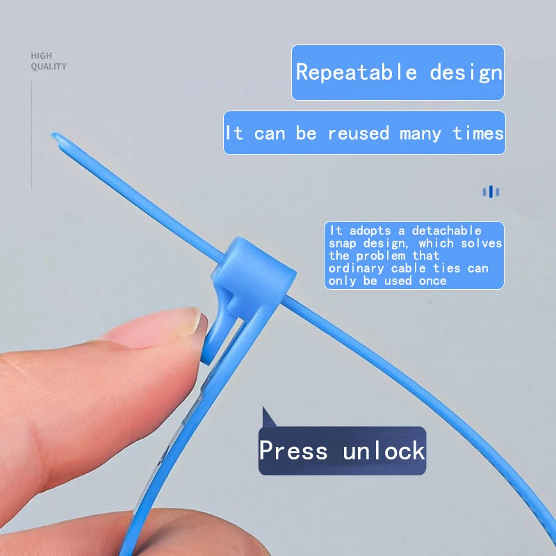 100-Pack Reusable Nylon Cable Zip Ties – Self-Locking Reusable Cable Ties HIP