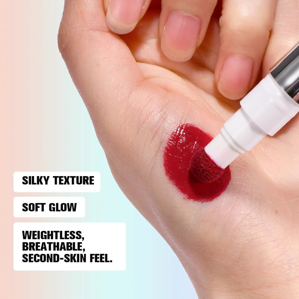 Cheek Blusher 6 colors Long-Lasting Cheek Stain All-Day Blendable Liquid Blush Long-Lasting Blush Sponge Applicator Cheek Makeup HIP