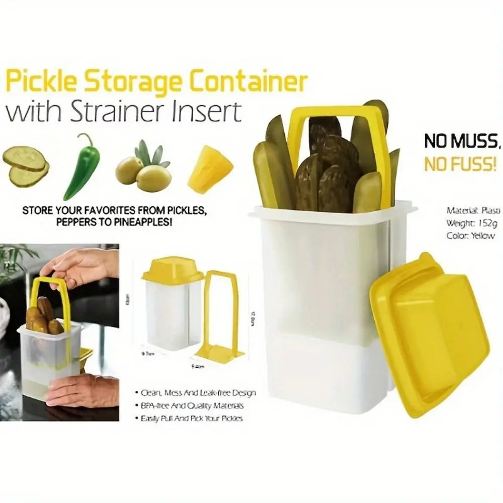 Reusable Pickle Container with Strainer & Lid – BPA Free Food Storage Container HIP