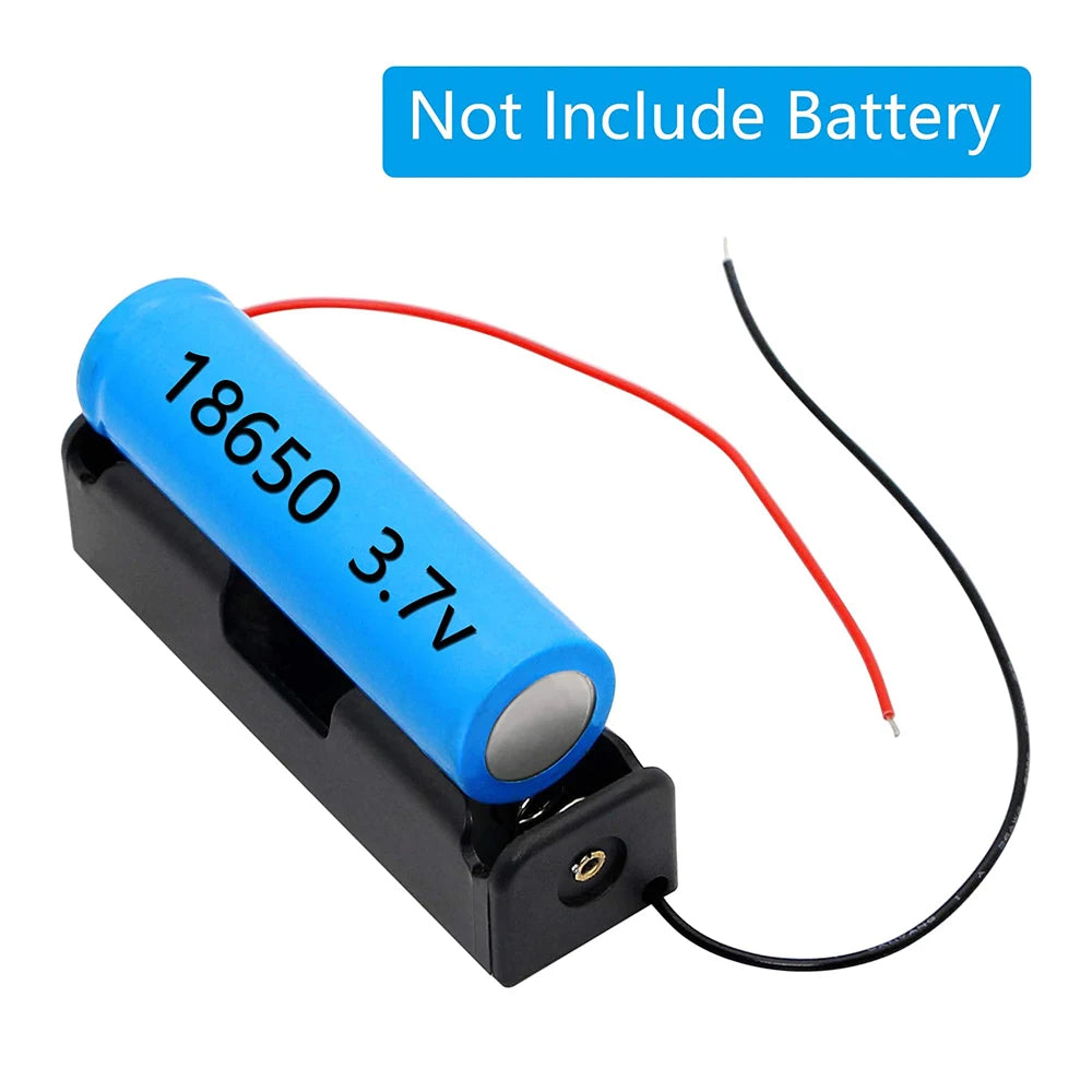 10-Pack 18650 Single Slot Battery Holder Cases with Wire Leads Battery Holder Case HIP