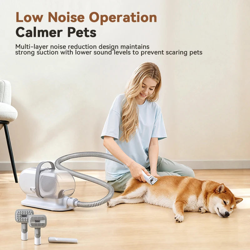 ROJECO Multifunction Pet Grooming Vacuum Kit 5 IN 1 Portable Cat Vacuum Cleaner For Dog Hair Vacuum Groomer Kit with 2L Dust Cup HIP