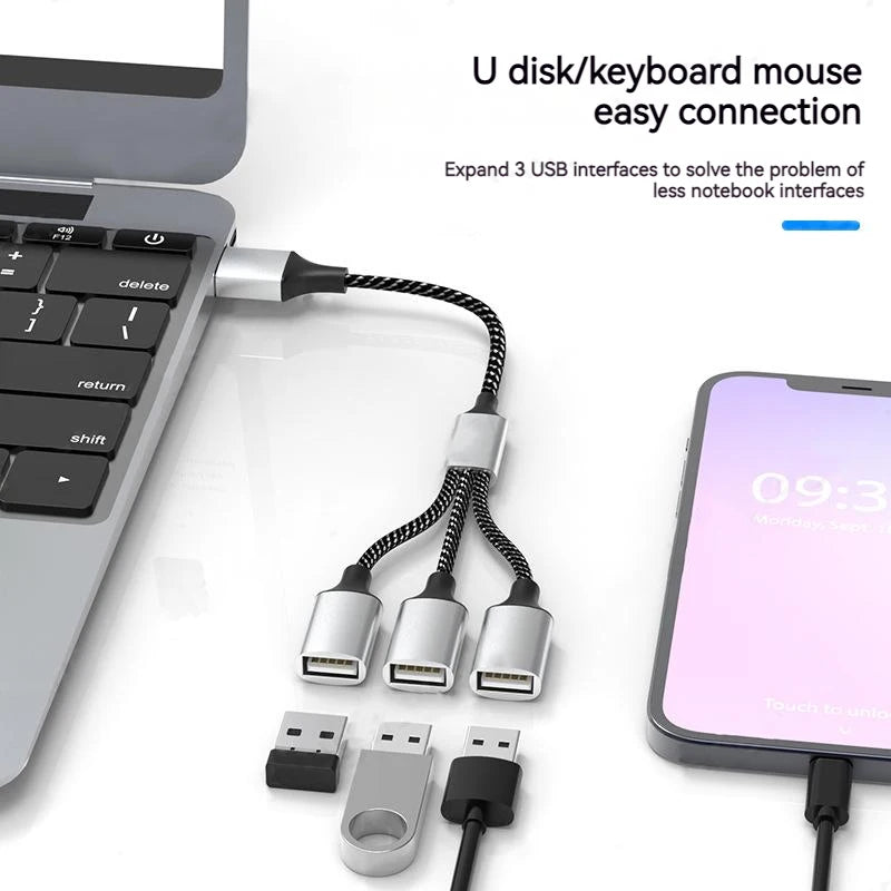 4-in-1 USB 2.0 Hub Splitter Cable – 1 Male to 4 Female USB Hub Splitter HIP