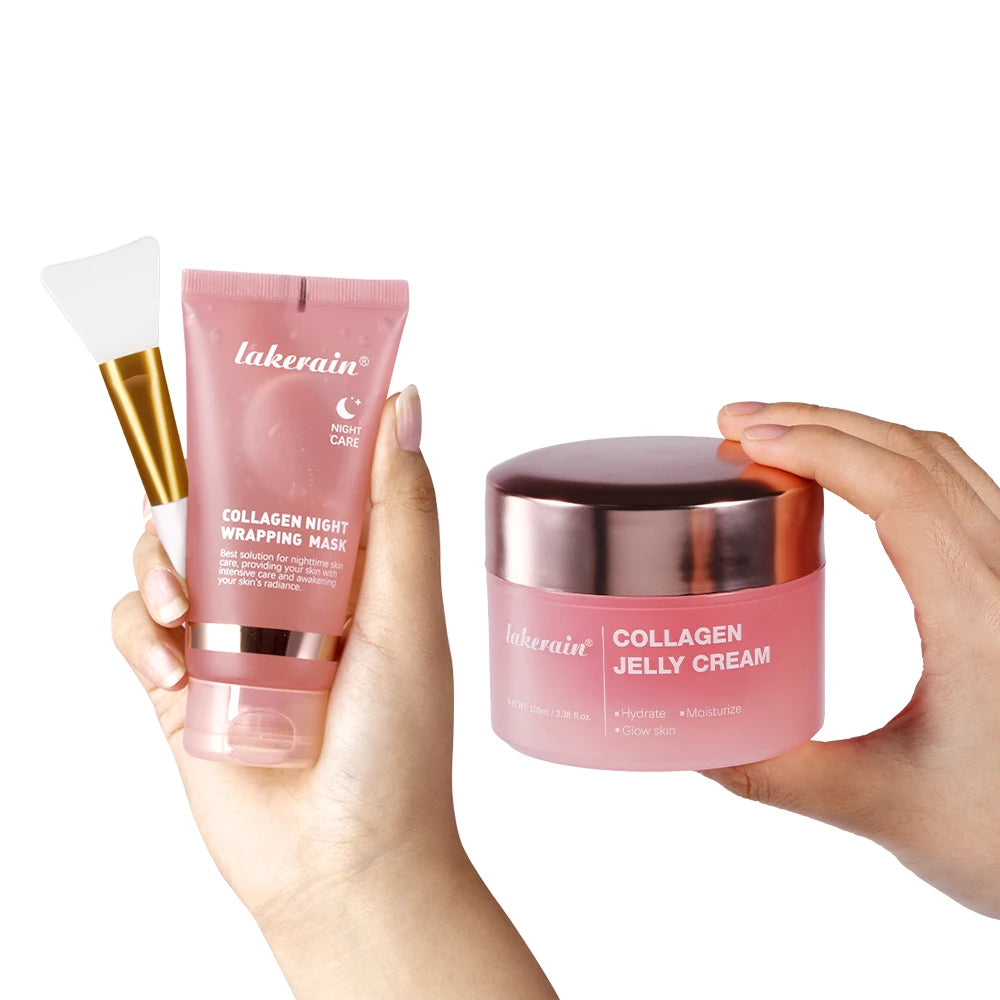 12pcs Collagen Jelly Cream Peel Off Overnight Facial Mask Salmon Collagen Essence Mask Firming Moisturizing Christmas Gift HIP