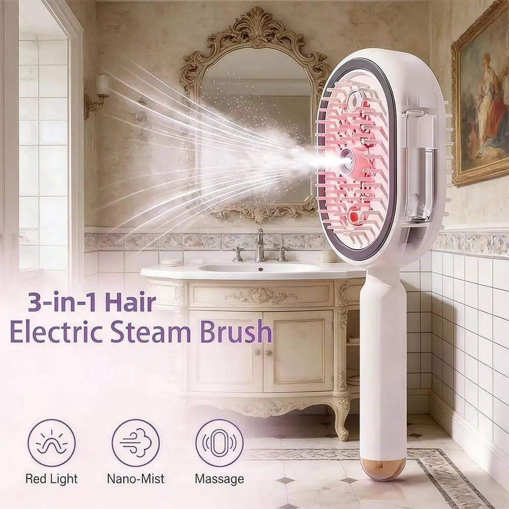 3-in-1 Electric Steam Hair Brush Comb – Mist & Ion Tech Electric Hair Comb HIP