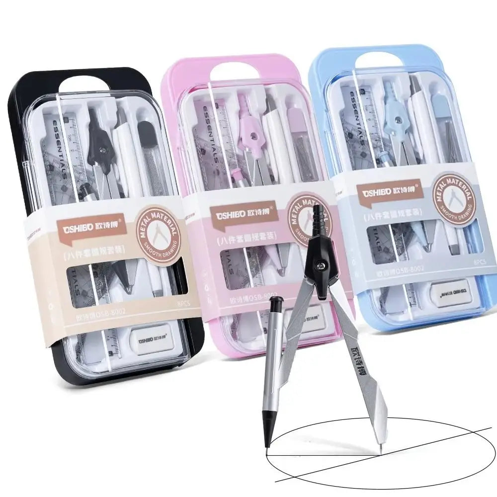 9-Piece Geometry Set – Ruler, Compass, Protractor & Pencil Geometry Drawing Set HIP