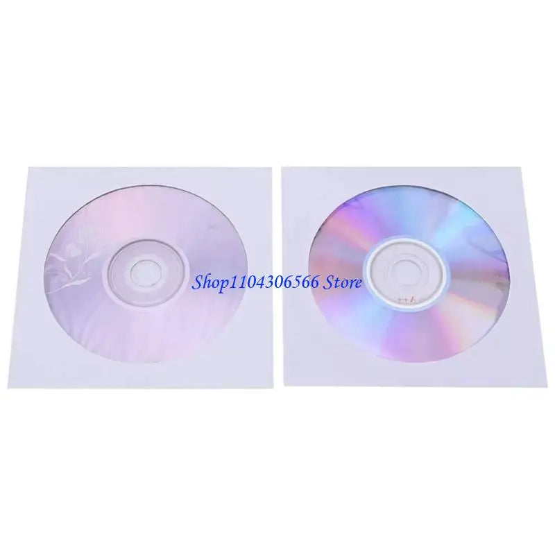 100-Pack 8cm Paper Disc Sleeves with Transparent Window Disc Storage Sleeves HIP