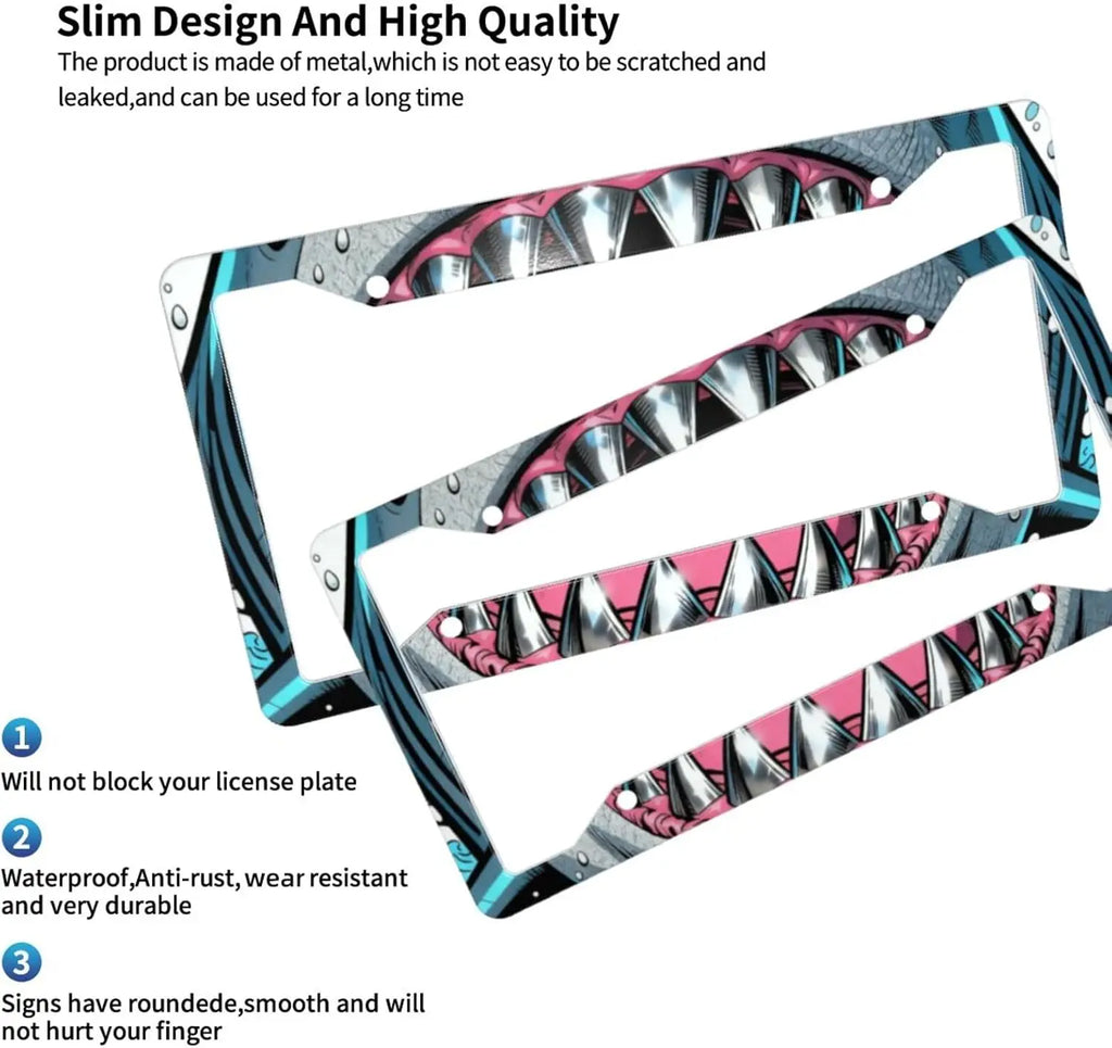 Shark Aluminum License Plate Frame 2-Pack – Universal Fit License Plate Frame HIP