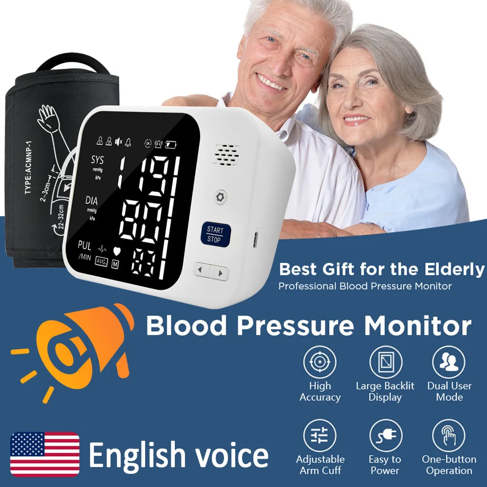Upper Arm Digital Blood Pressure Monitor | English Voice Blood Pressure Monitor HIP