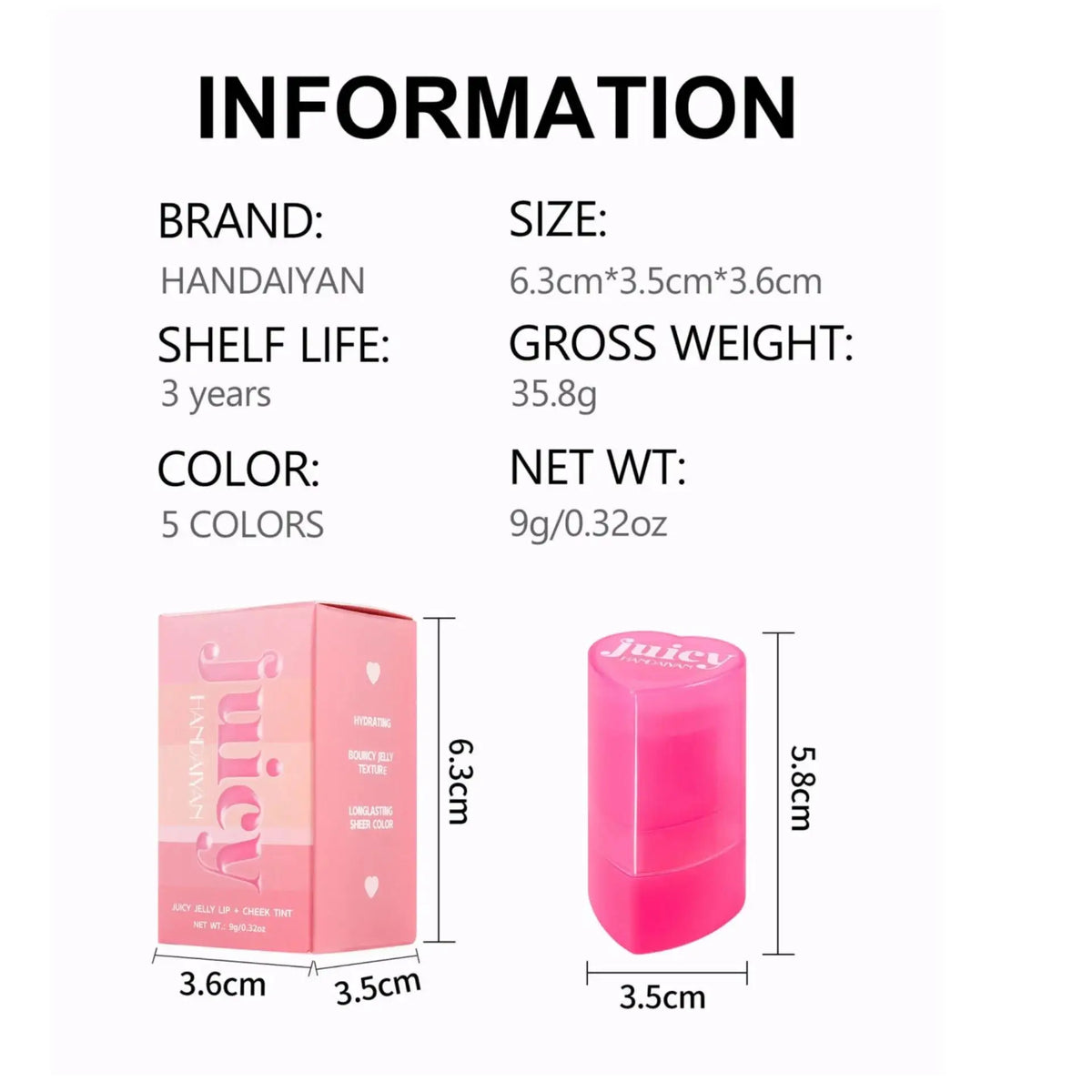 Handaiyan Jelly Blush Stick – 2-in-1 Lip & Cheek Tint Jelly Blush Stick HIP