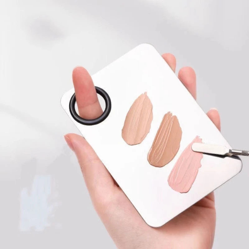Makeup Mixing Palette Upgrad Stainless Steel Metal Mixing Tray with Spatula Artist Tool for Mixing Foundation Nail-Art HIP