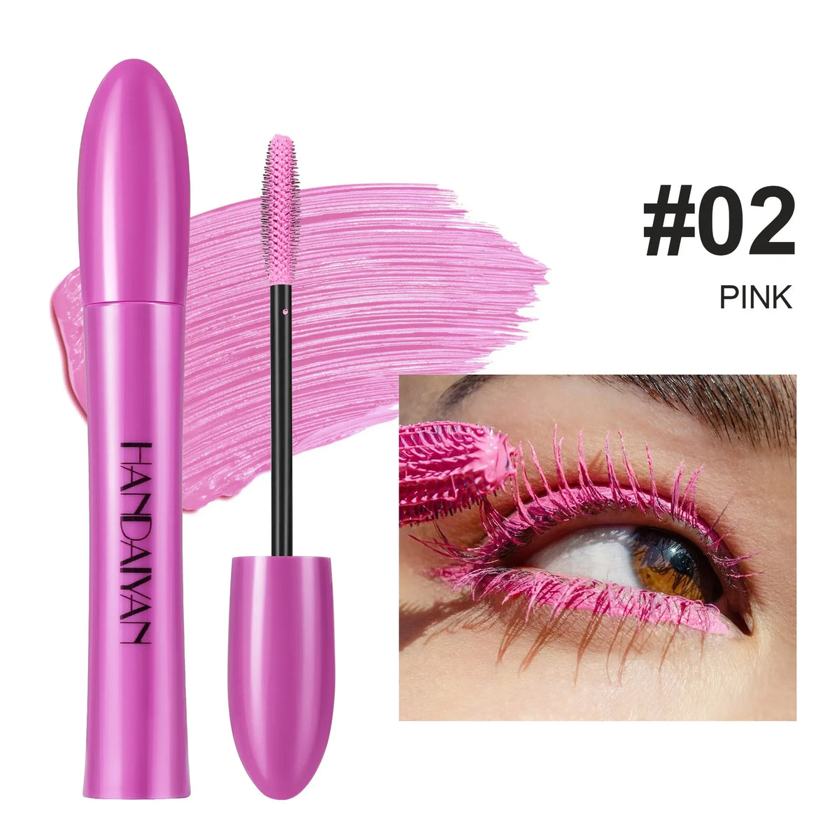 Pink Brown Eyelashes Mascara Colorful Stage Makeup Colored Mascara Cream Blue Green Lasting Waterproof Mascara Curling Eyelashes HIP 02 Pink
