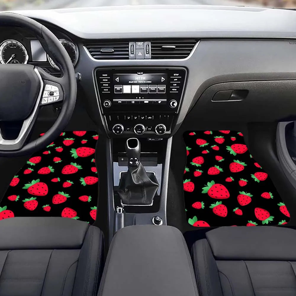 Red Strawberry Car Floor Mats – Anti-Slip, Universal Fit Car Floor Mats HIP