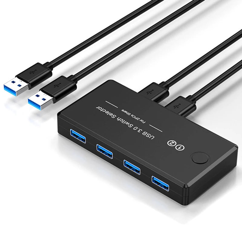 USB 4-Port Switch Box – Share USB Devices Between 2 Computers USB Switch Selector HIP USB3.0