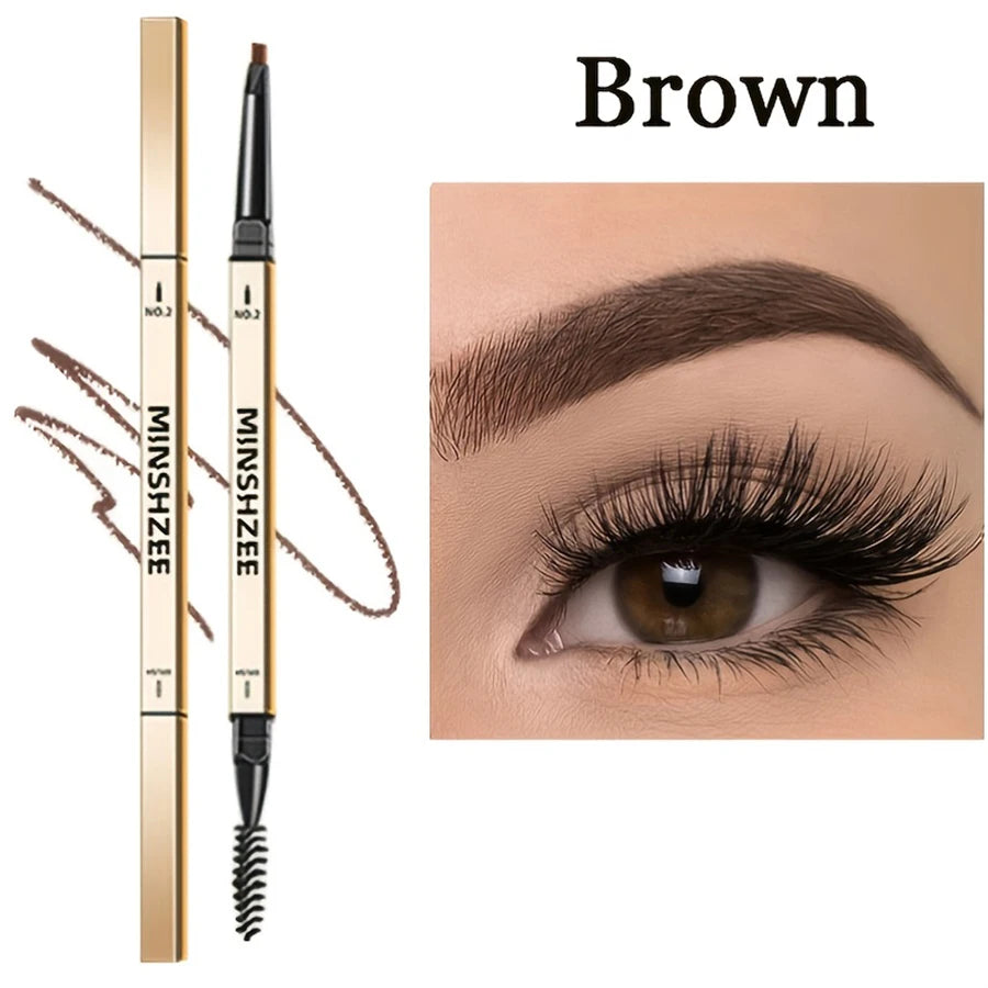Waterproof Matte Eyebrow Pen Makeup Double Head Lasting Brown Non-Smudged Eye Brow Pencil Tint with Brush Cosmetics HIP 03Brown