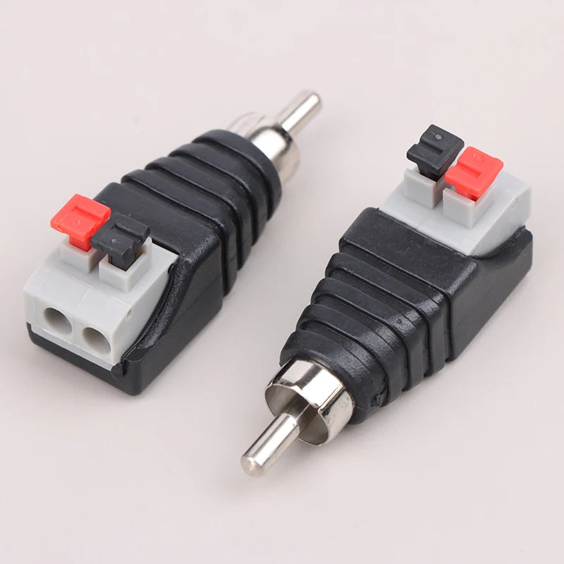 2-Pack Speaker Wire to Audio Jack Quick Press Connector Adapter Audio Wire Connector HIP 2pcs