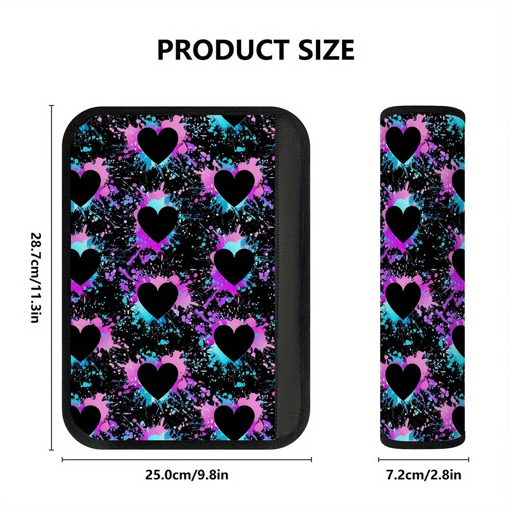 Car Seat Belt Covers – Colorful Heart Pattern, Set of 2 Seat Belt Cover HIP