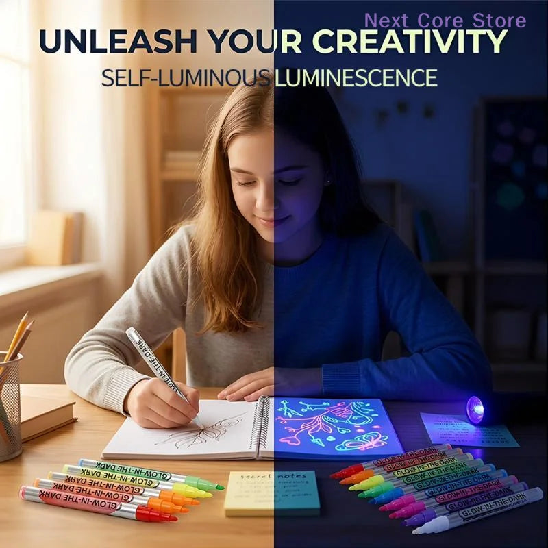 8-Color Glow-in-the-Dark Fluorescent Marker Set | DIY Crafts Craft Marker Set HIP