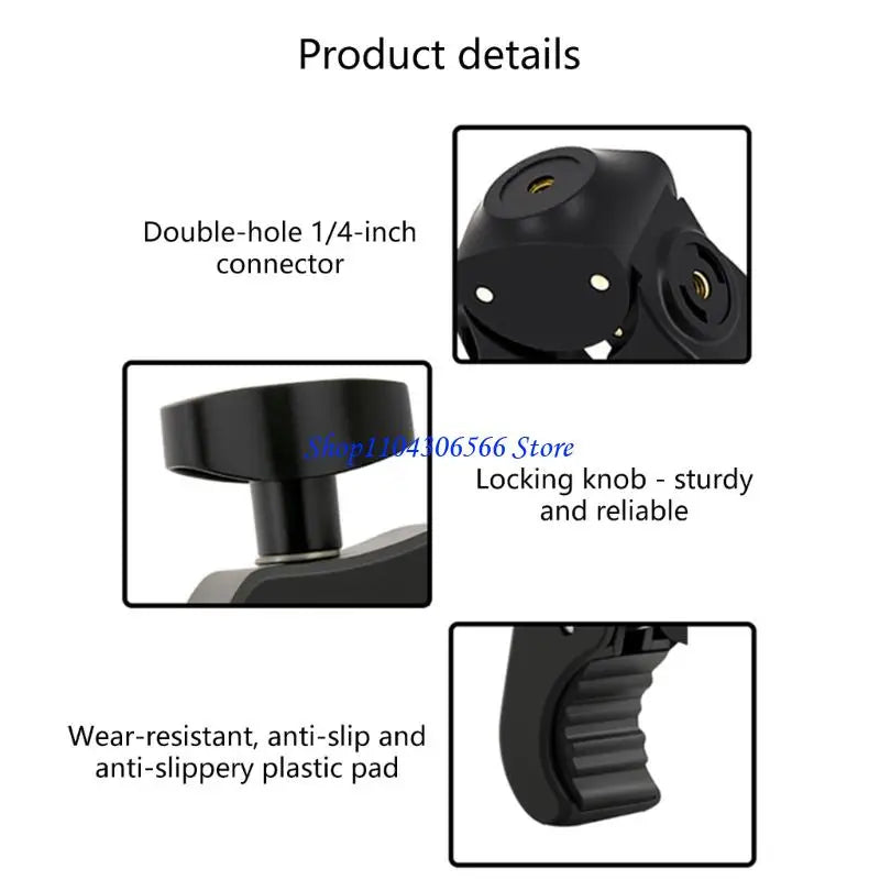 Dual 1/4" & 3/8" Screw Mount Camera Clamp – Tripod Accessory Camera Mount Clamp HIP