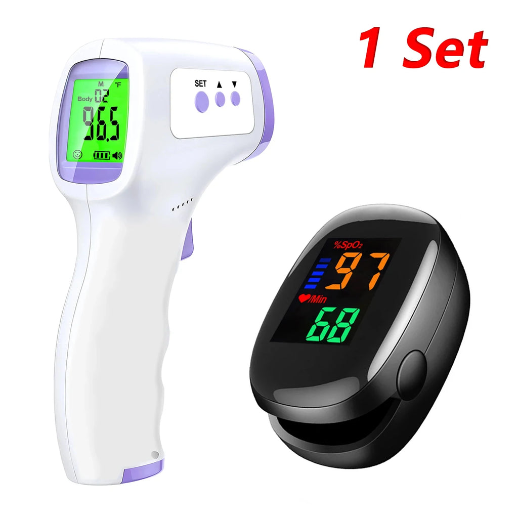Non-Contact IR Thermometer & Finger Pulse Oximeter | Fireurus Health Monitoring Device HIP 1 Set