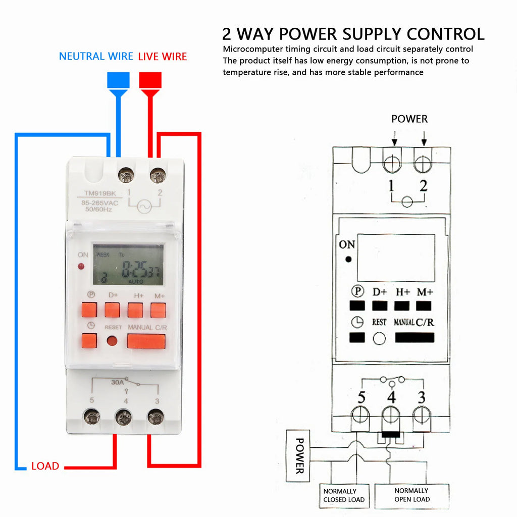 Timer Switch 7 Day 28 On Off Schedules Programmable LCD Display Digital Timer Switch with Waterproof Box AC85‑265V HIP