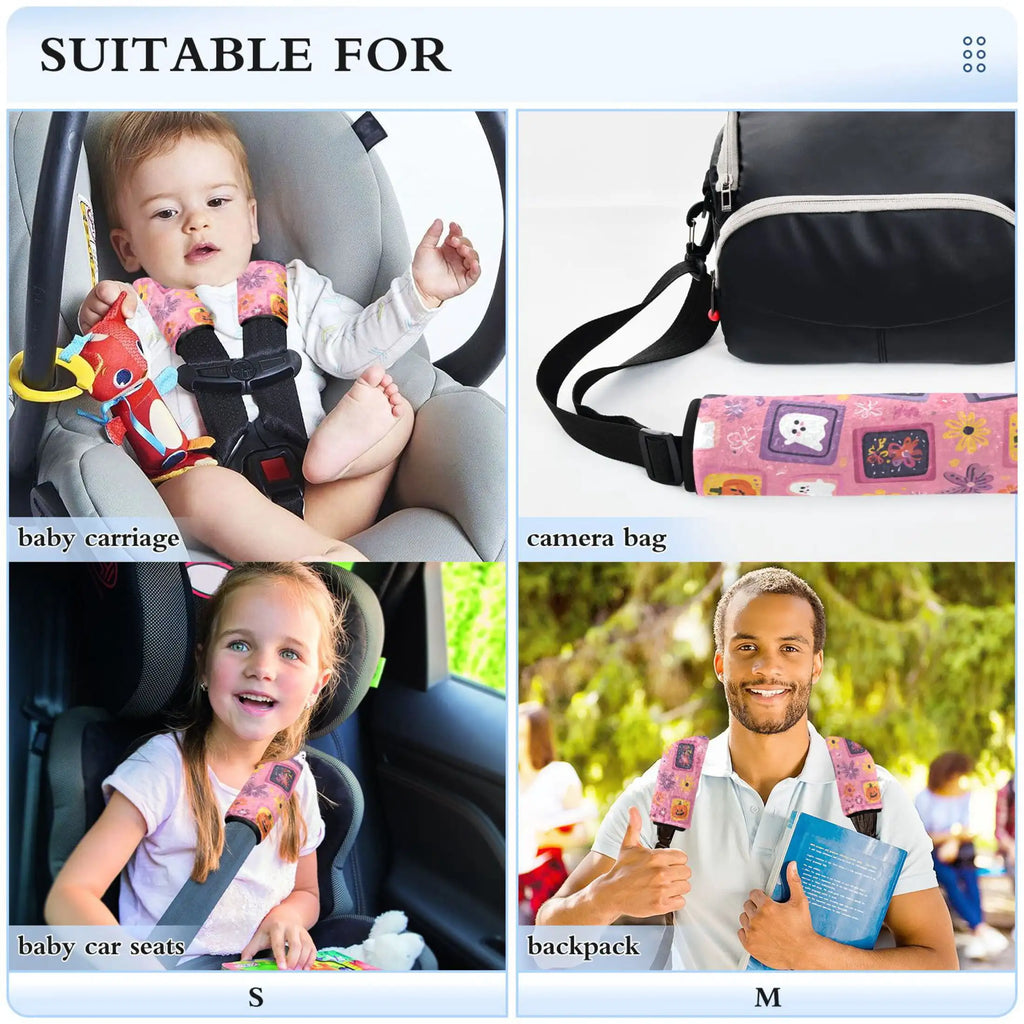 2-Pack Soft Flannel Seat Belt Covers – Adjustable Strap Pads Seat Belt Cover HIP