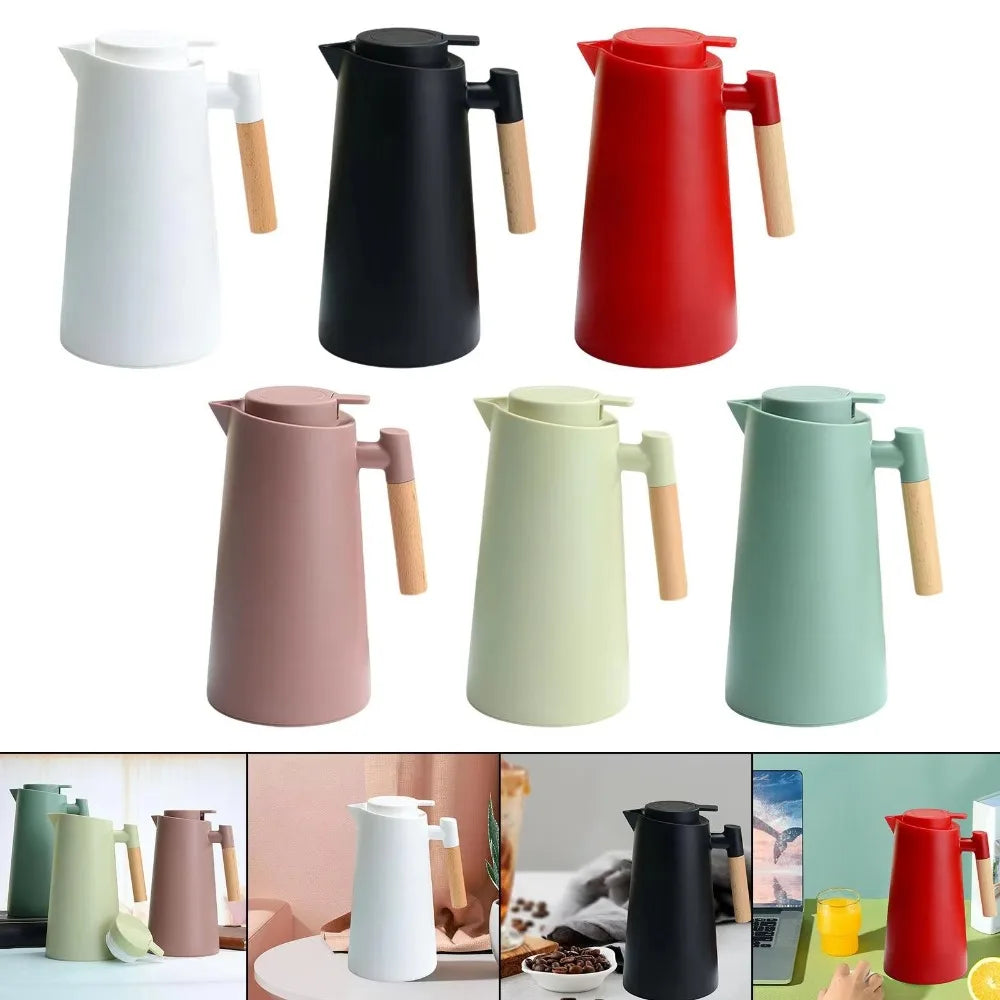 1L Nordic Vacuum Flask – Double Wall Glass Liner & Wood Handle Vacuum Flask HIP