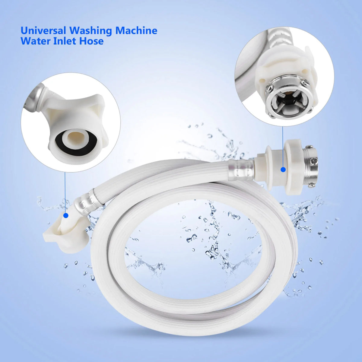 Inlet Hose Washing Machine Water Inlet Hose Washing Machine Water Inlet Hose Washer Pipe Tube Connector White Color Long Length HIP