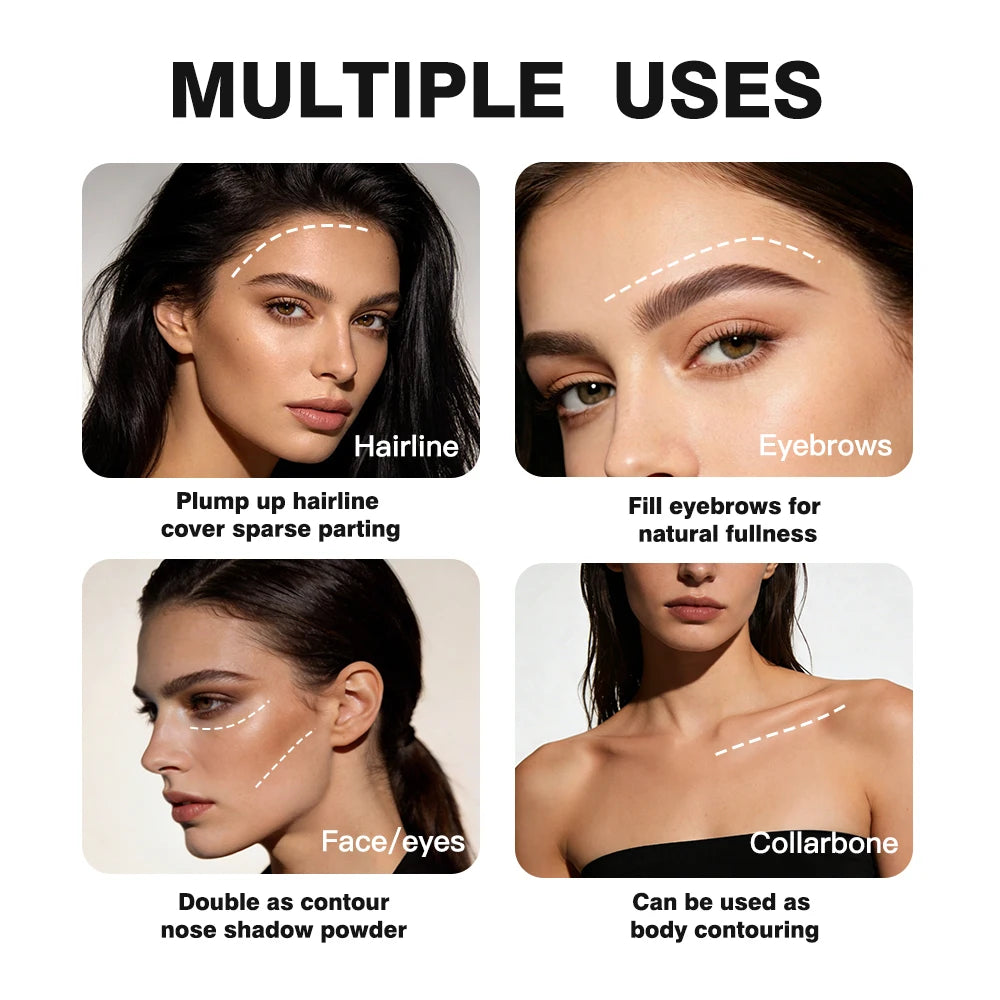 Waterproof Hairline Powder Long Lasting Shadow Filling Forehead Hair Gaps Sweat-proof Fine Powder Natural Color Hairline Makeup HIP