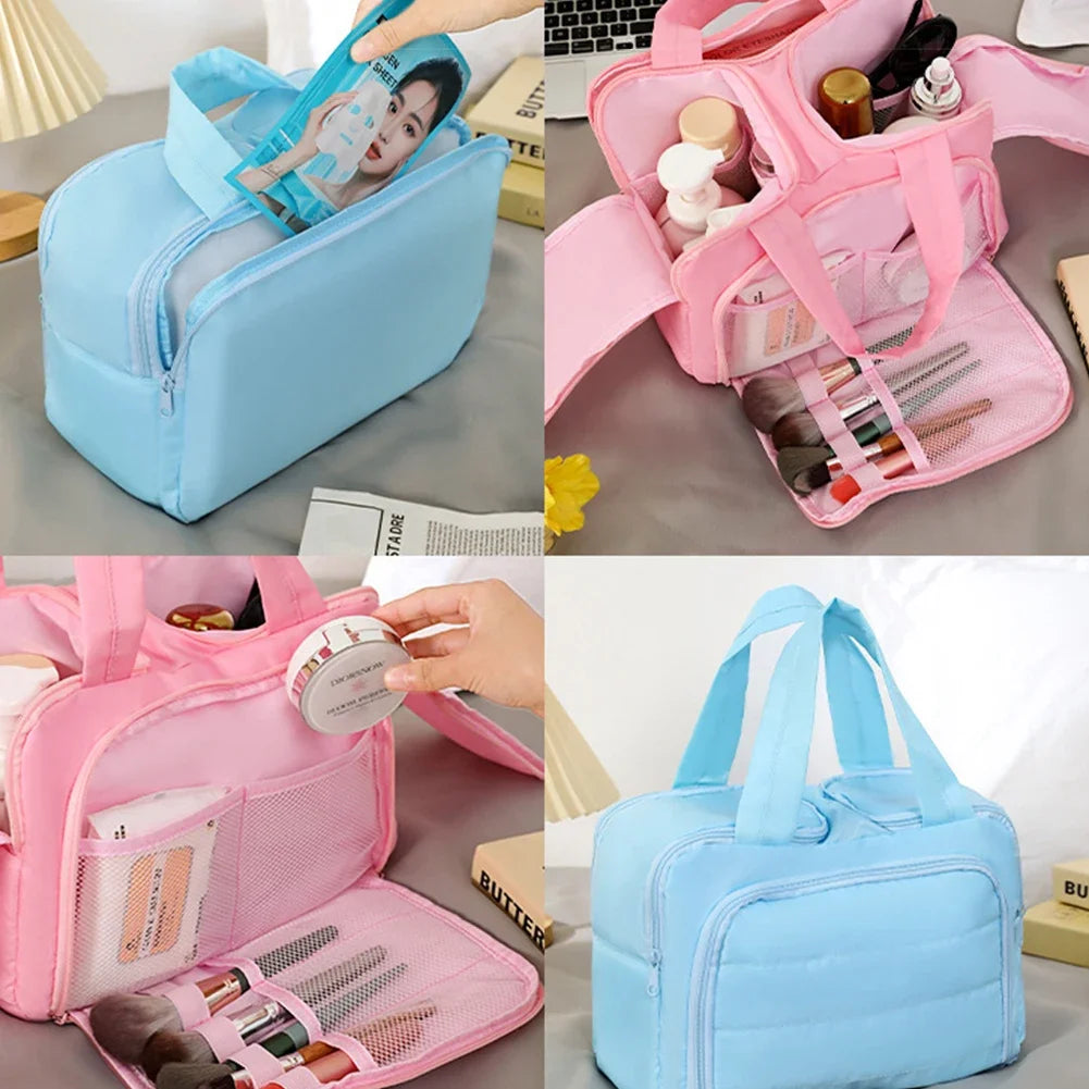 Large Capacity Cosmetic Bag Waterproof with Multiple Compartments Lightweight Men Women Travel Toiletries Makeup Pouch Bag HIP