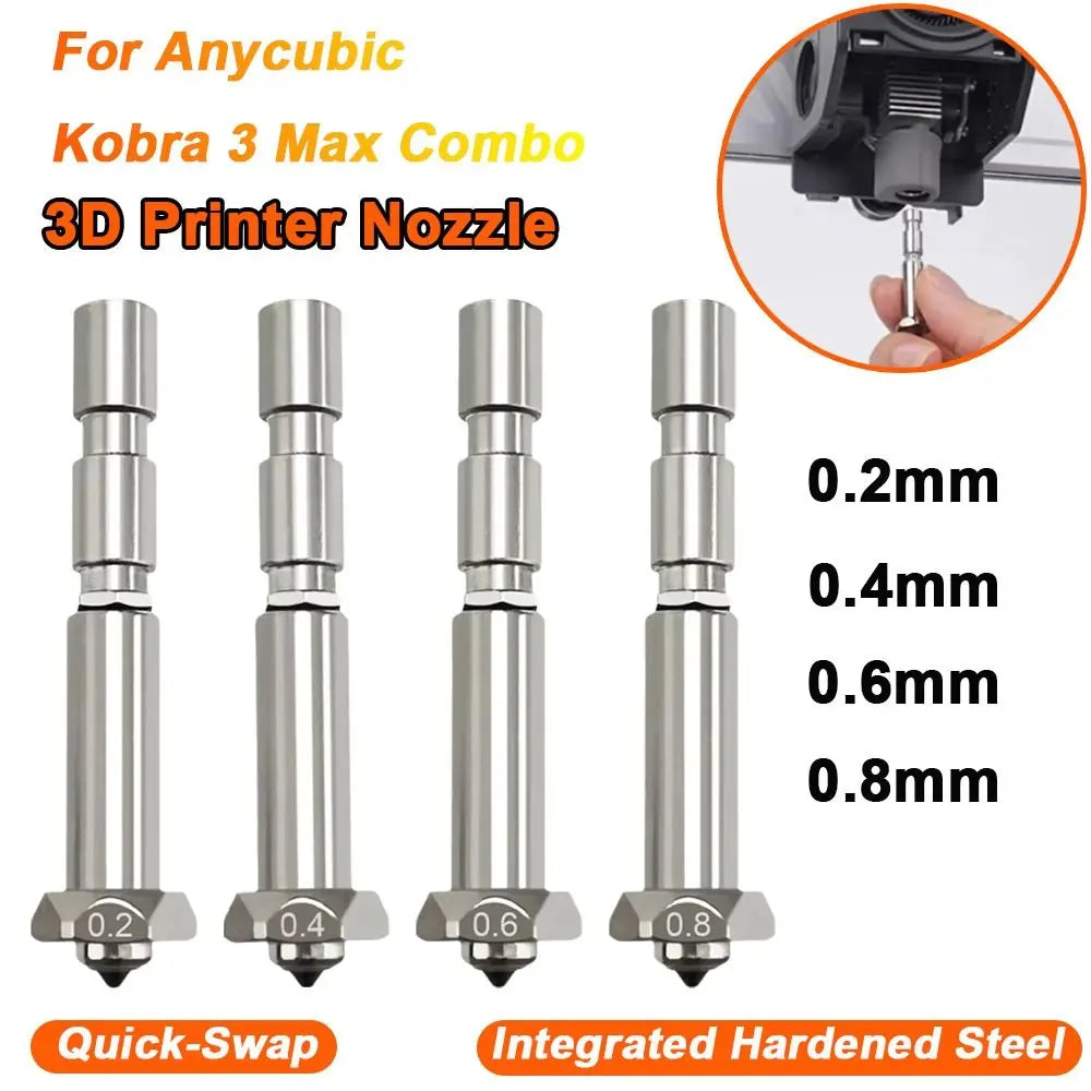 Hardened Steel Nozzle for Anycubic Kobra 3 Max Combo | 4 Sizes 3D Printer Nozzle HIP