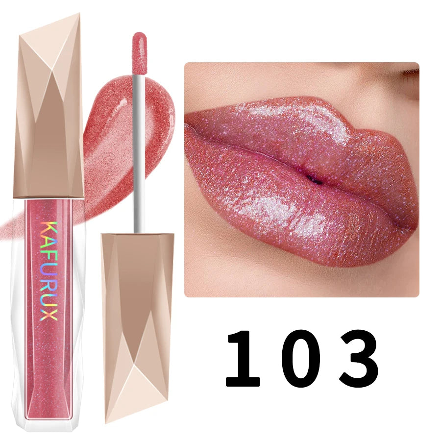 1PC Shimmer Lip Gloss For Fuller Lip Effect, Moisturizing Lip Care Lip Essence Long Lasting Lip Glaze Sexy Lips Makeup Pink Red HIP 103
