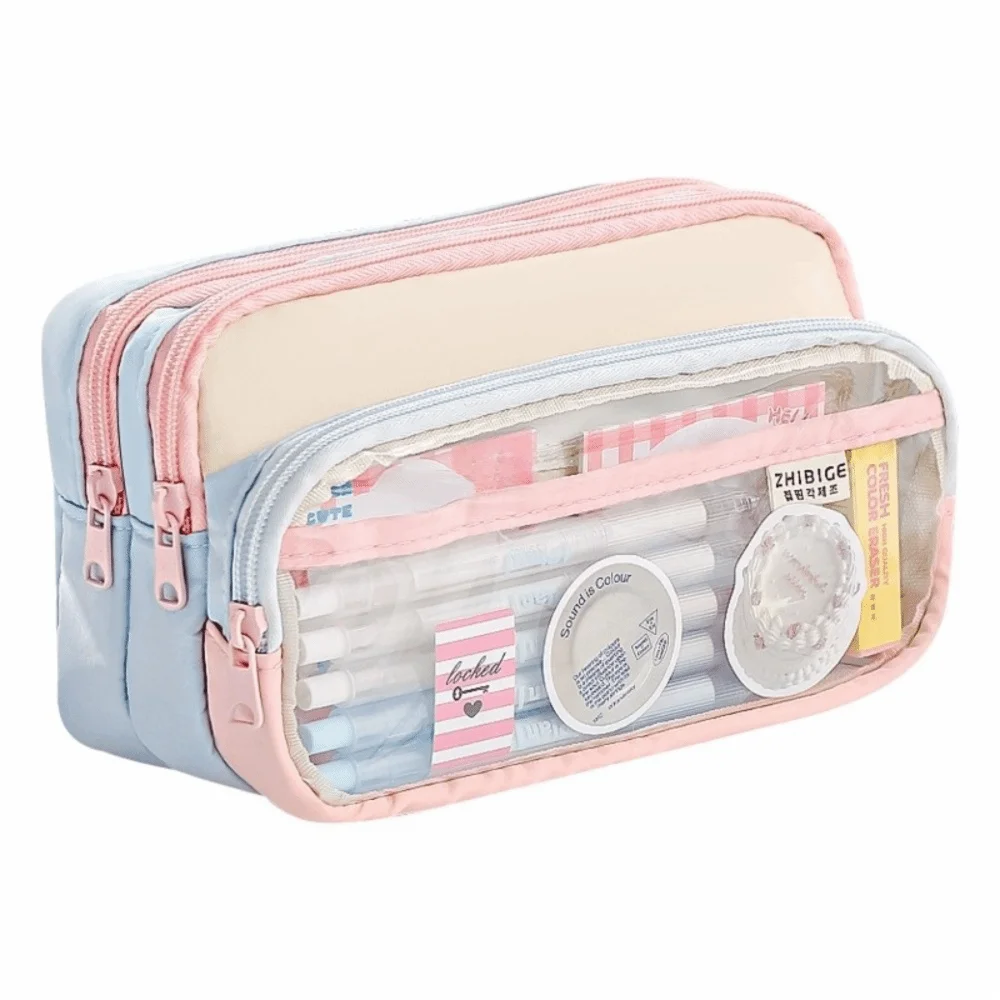 Color-Block Pencil Case – Multi-Compartment Large Capacity Pen Bag Pencil Case HIP