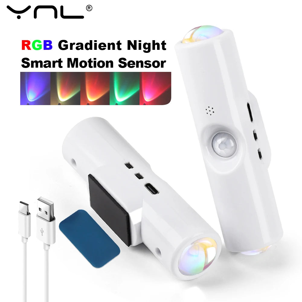 RGB LED Motion Sensor Night Light – USB Rechargeable | YNL LED Night Light HIP