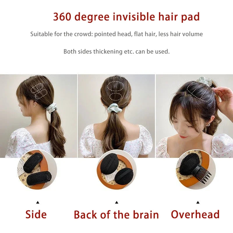 Reusable Hair Fluffy Pads Sponge Hair Base Styling Insert Tool Hair Puff Magic Clip Hair Donut Bun Maker Root Pad Hair Clip Set HIP