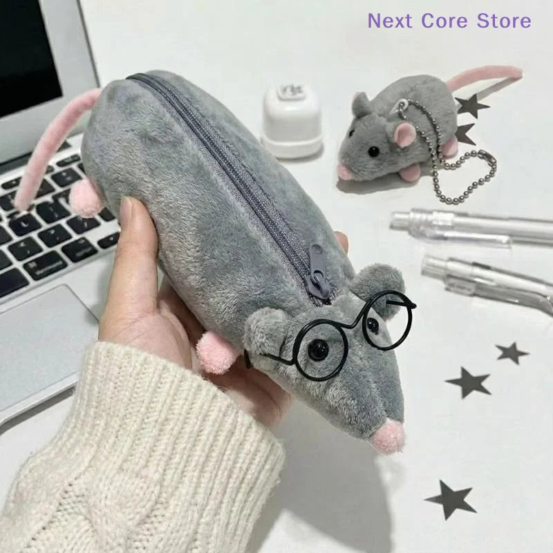 Cute Mouse Plush Pencil Case – Student Stationery Organizer Plush Pencil Case HIP