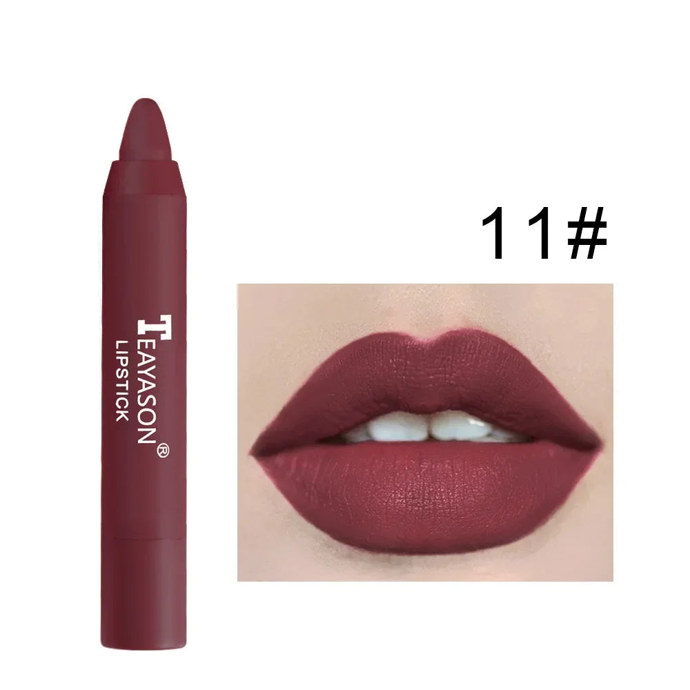 12 Colors Velvet Matte Lipsticks Pencil Waterproof Long Lasting Sexy Red Lip Stick on-Stick Cup Makeup Lip Tint Pen HIP 11