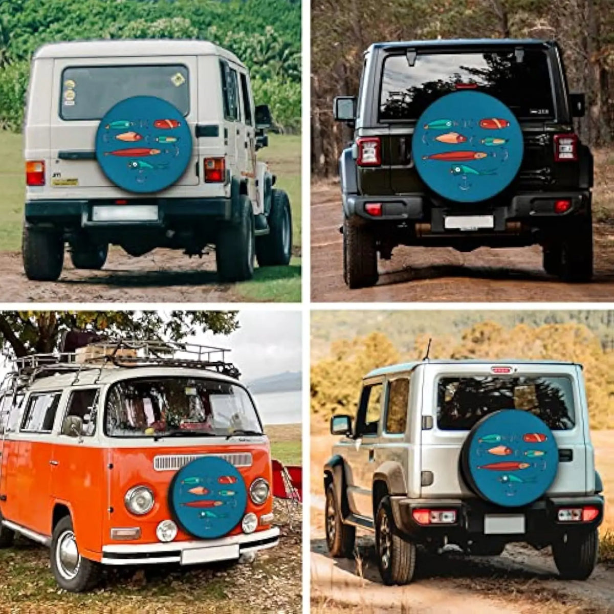 Fishing Lures Graphic Spare Tire Cover – SUV RV Camper Spare Tire Cover HIP