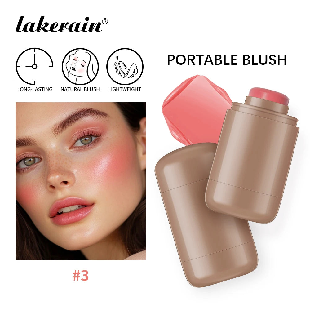 3-in-1Blush Stick Lasting Brightens Facial Cheek Stick Moisturizing Flash Lip Gloss Makeup Lip Gloss Face Rouge HIP