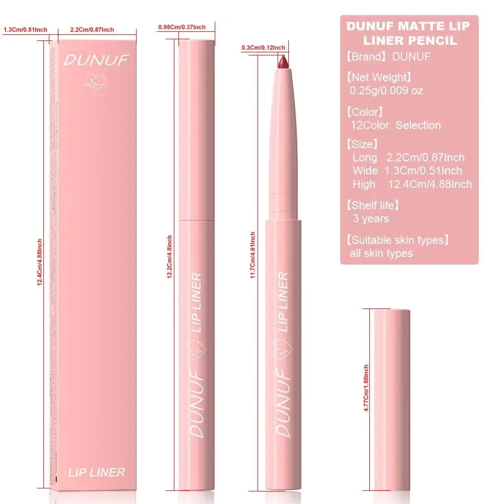DUNUF 12-Shade Matte Lip Liner Set – Waterproof & Long Lasting Matte Lip Liner Set HIP
