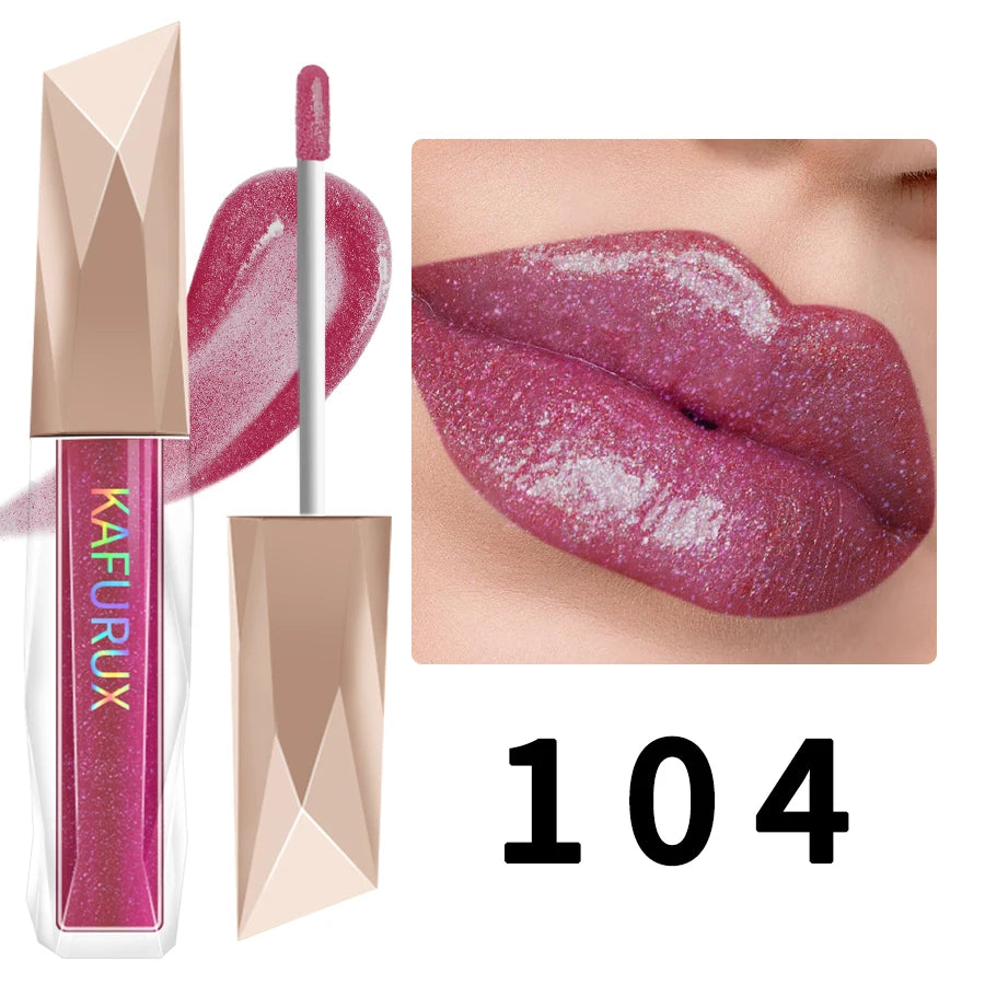 1PC Shimmer Lip Gloss For Fuller Lip Effect, Moisturizing Lip Care Lip Essence Long Lasting Lip Glaze Sexy Lips Makeup Pink Red HIP 104