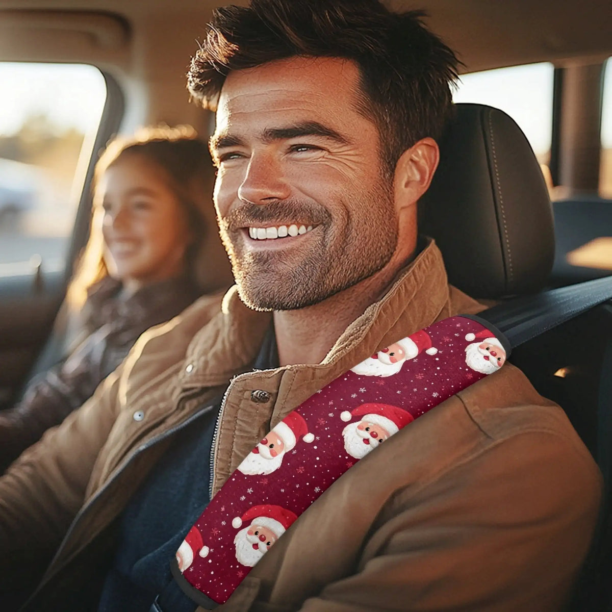 Santa Claus Car Seat Belt Covers – Soft Flannel Set of 2 Seat Belt Cover HIP