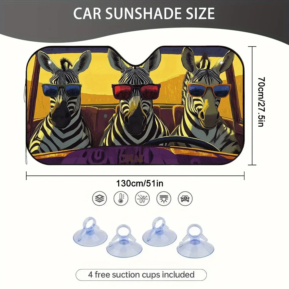 Zebra-Pattern Car Windshield Sunshade – Cool Interior Car Windshield Sunshade HIP