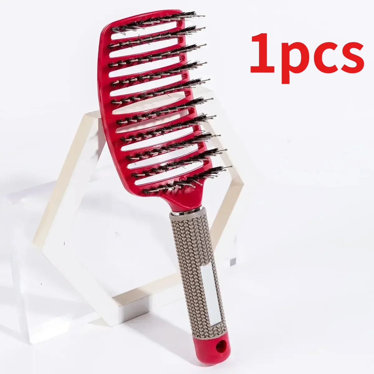 Nylon Bristle Detangling Hair Brush – Scalp Massage & Styling Detangling Hair Brush HIP C690-red 1pcs